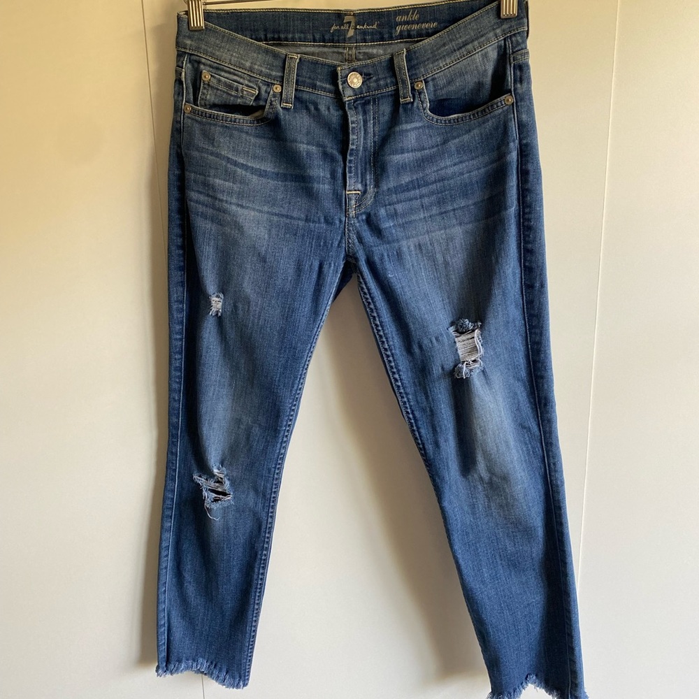 7 For All Mankind Cropped Blue Jeans